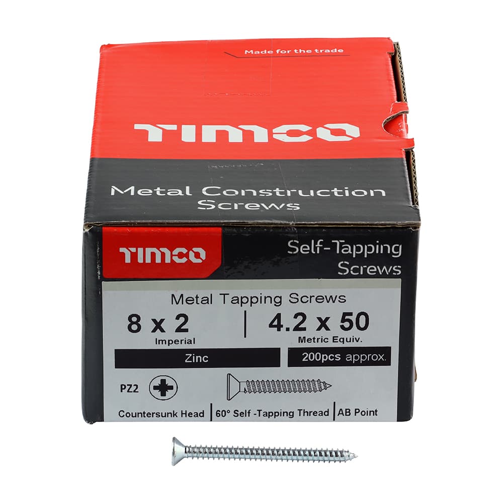 Timco Self-Tapping Screws - Pz - Countersunk - Zinc Box 200 00082CCAZS