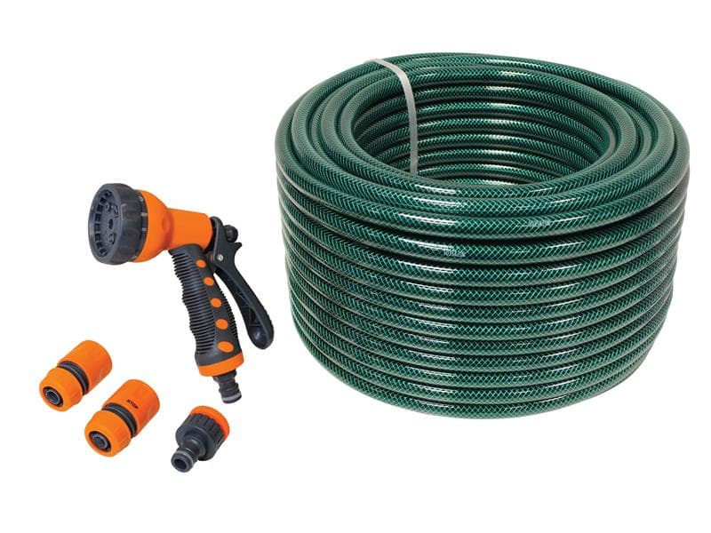 Faithfull 710391665024606 Pvc Garden Hose 50M With Fittings & Spray Gun