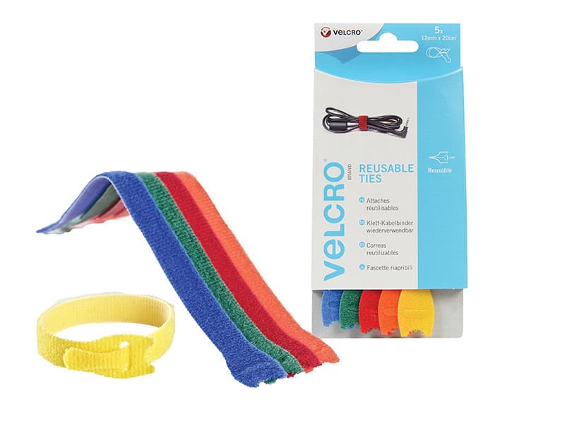 Velcro® Brand 60250 One-Wrap® Reusable Ties (5) 12Mm X 20Cm Multi-Colour