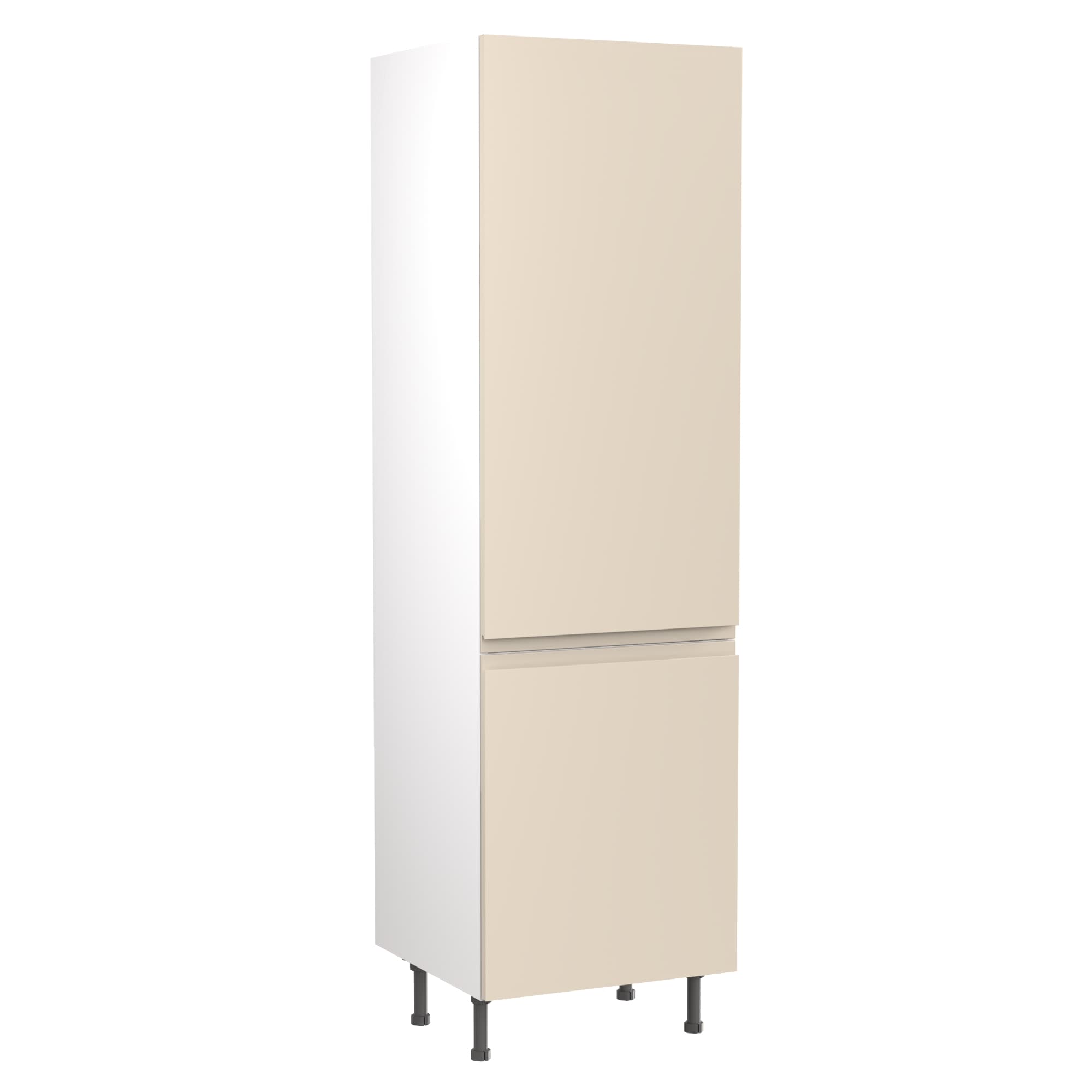 Kitchen Kit Flatpack 70/30 Fridge Freezer Tower J-PULL Ultra Matt Cashmere 600mm