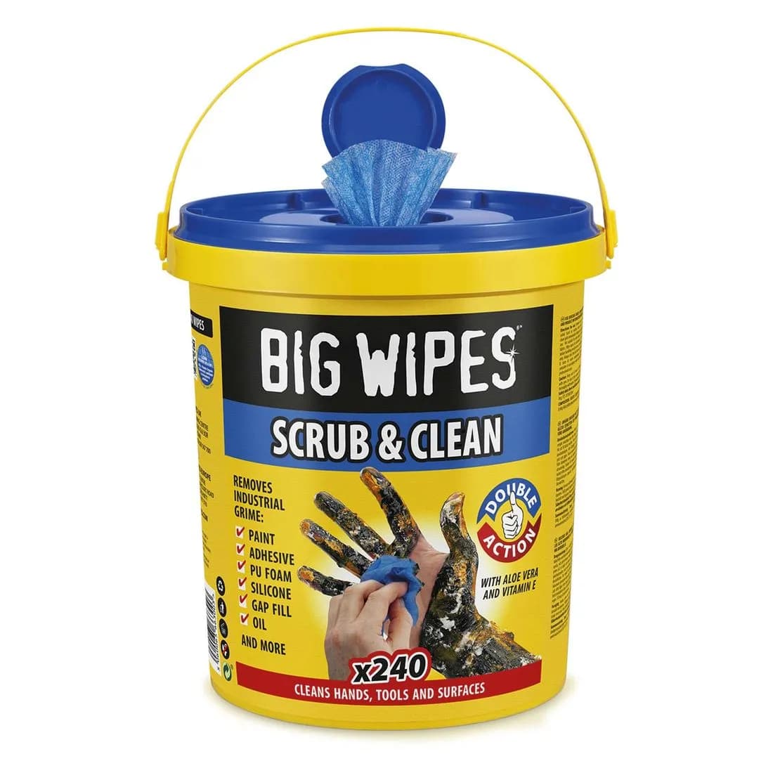 Big Wipes Scrub And Clean 240Pk Wipe Bucket