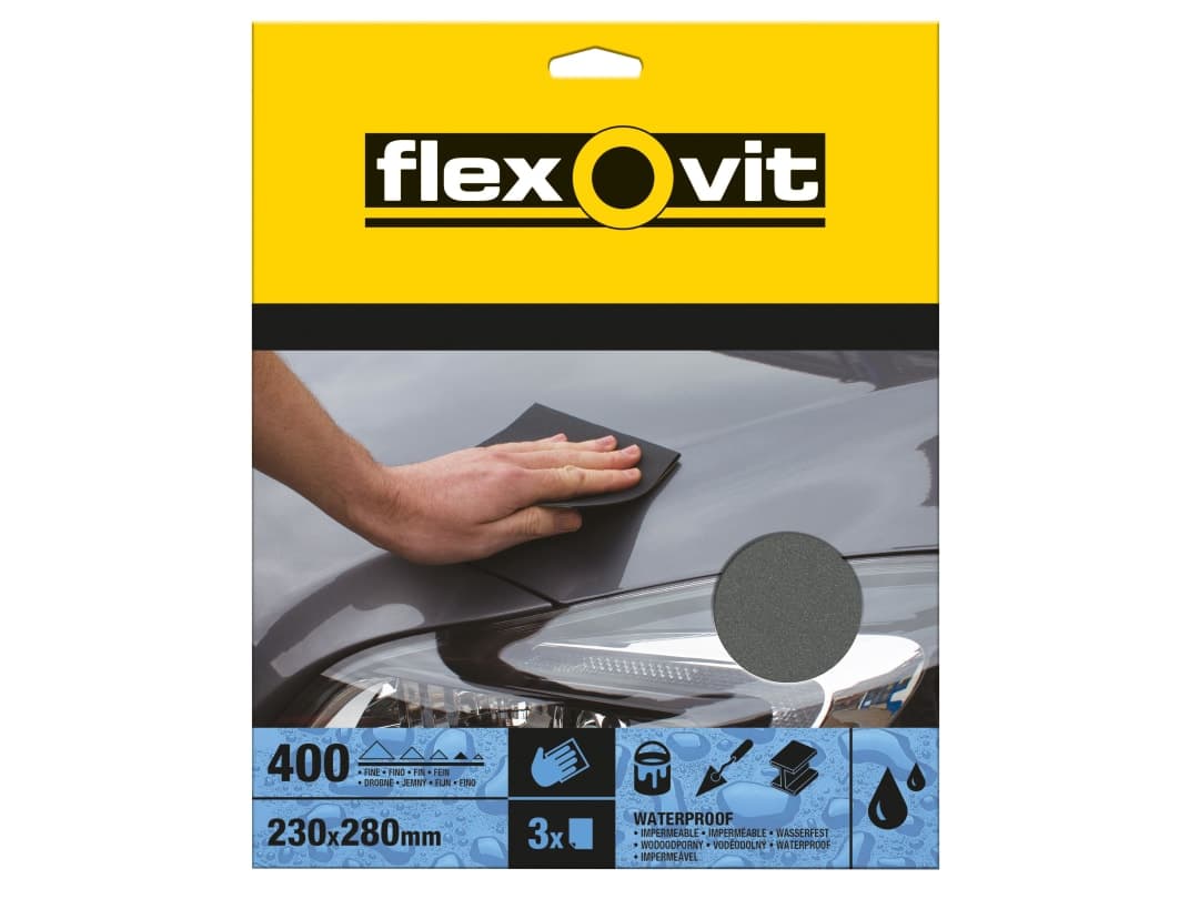 Flexovit Waterproof Sanding Sheets 230 x 280mm Fine 400G (3) 63642526303