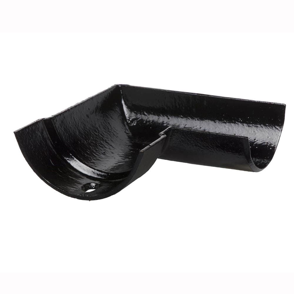 Hargreaves Premier Cast Iron Half Round Gutter Right Hand Angle - 90 Degree x 150mm Black