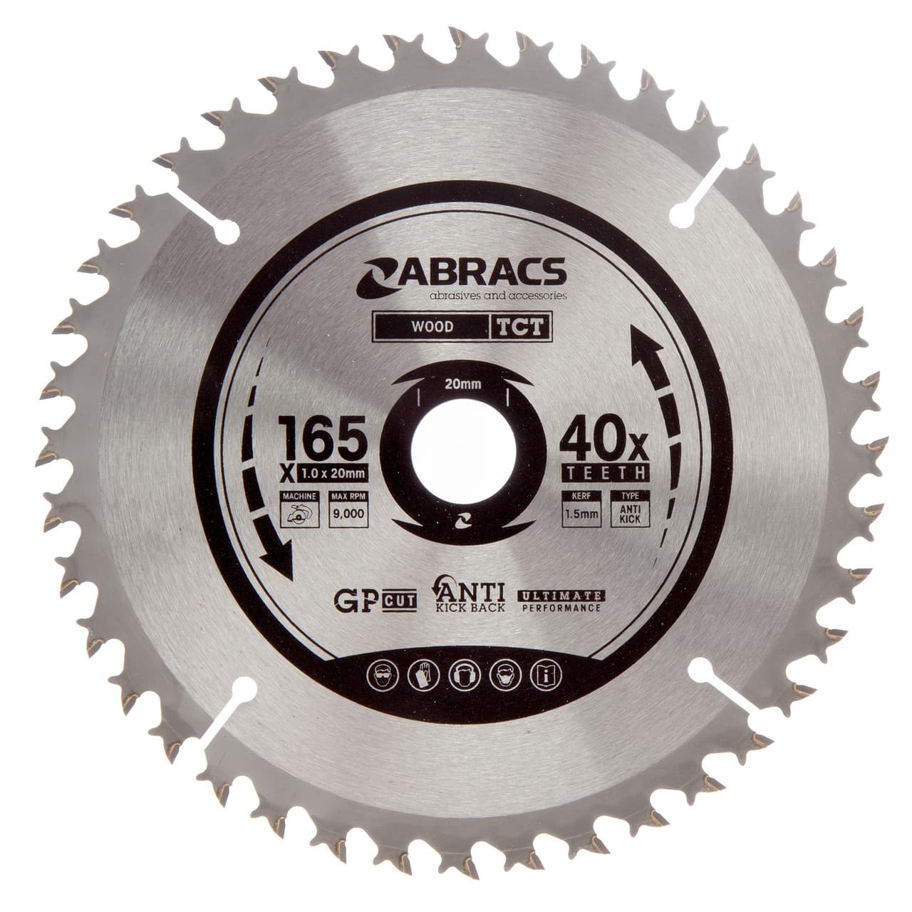 Abracs Tctc16540 Tct Cordless Circular Saw Blade For Wood 165 X 20Mm X 40T