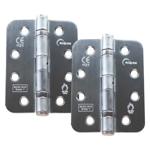 Eclipse 14104 Ball Bearing Radius Corner Hinge Grade 11 Satin Chrome 102 x 76 x 2.7mm 2 Pack