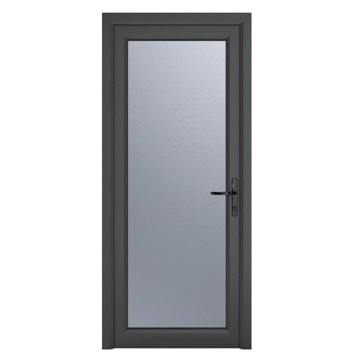 Crystal Single Door Full Glass Left Hand Grey 7016 External White Internal Obscure 890 x 2090 x 70mm