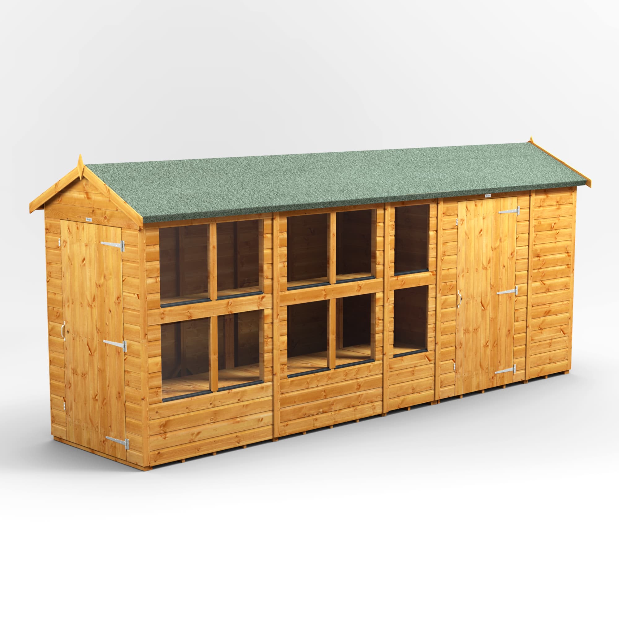 Powersheds 16 x 4 Power Apex Potting Shed With 6ft Side Store