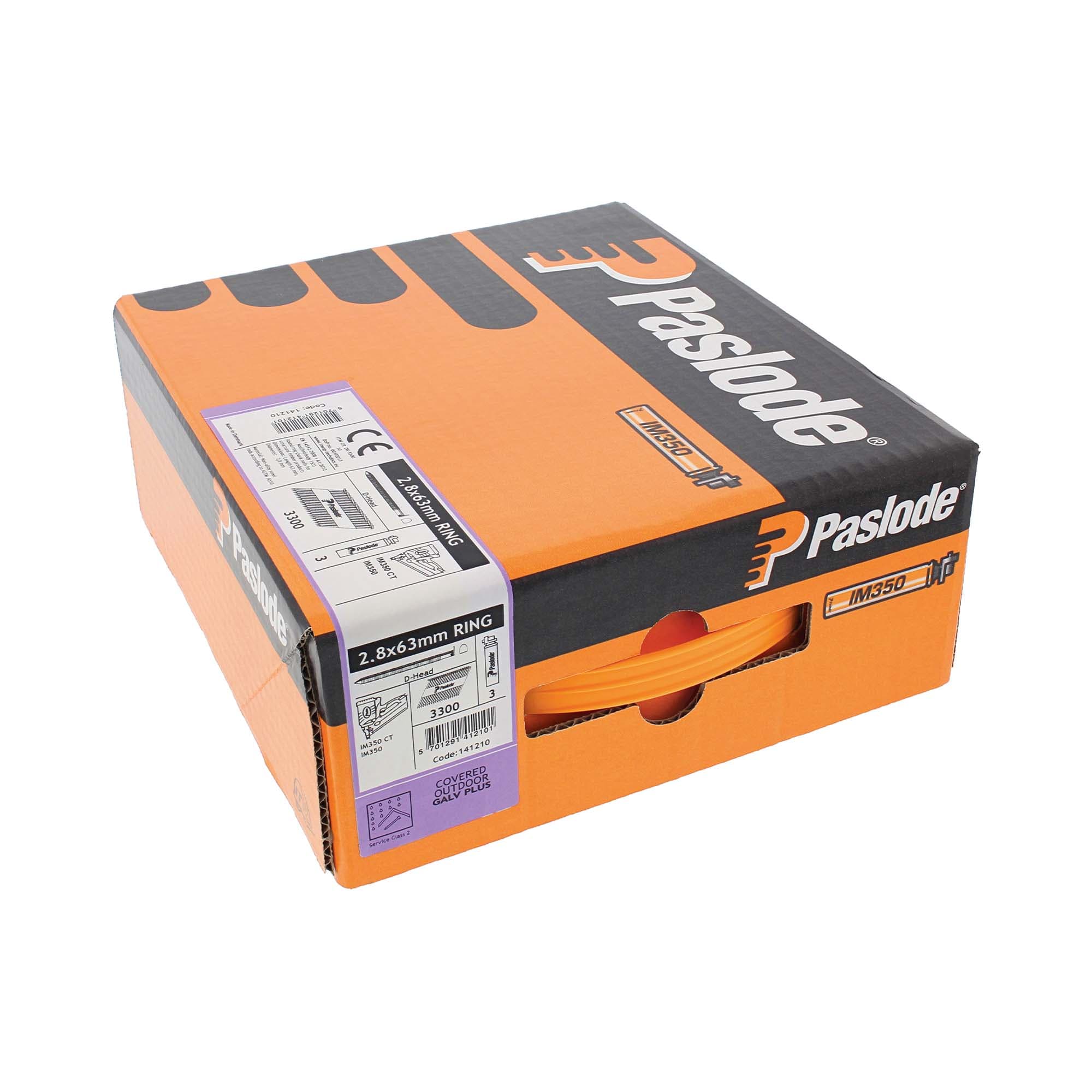 Paslode 141210 Galvanised Ring Nail Fuel Pack, 63x2.8mm