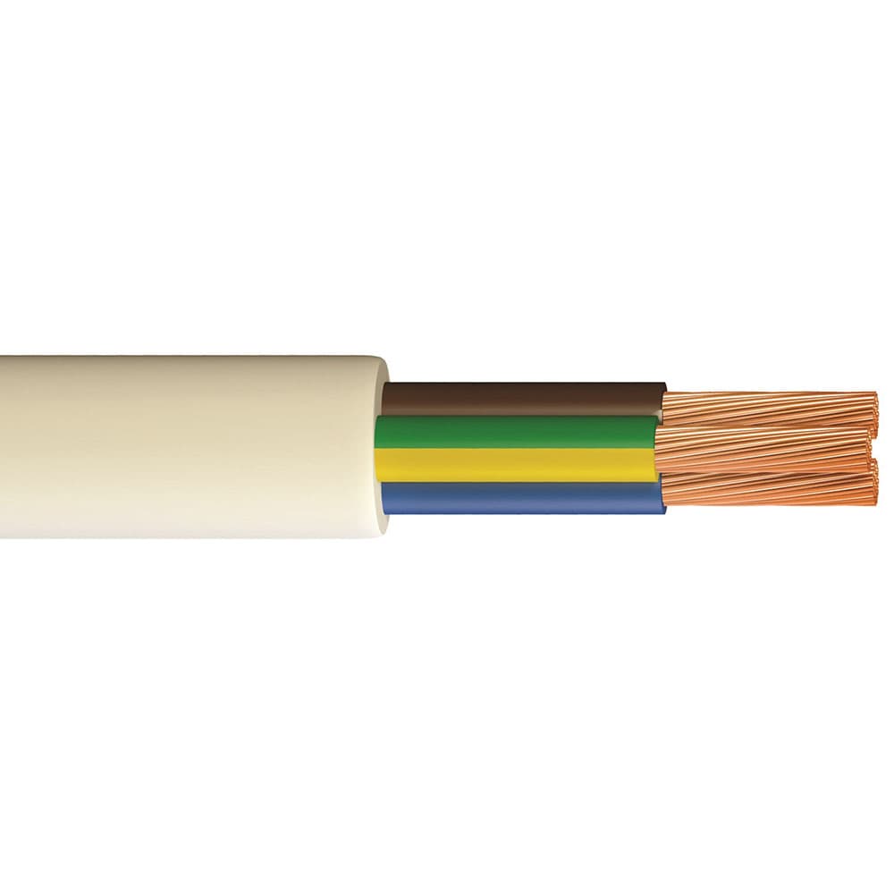 4TRADE 3 Core Heat Resistant Flexible Cable 3093Y 1.5mm² White 10M