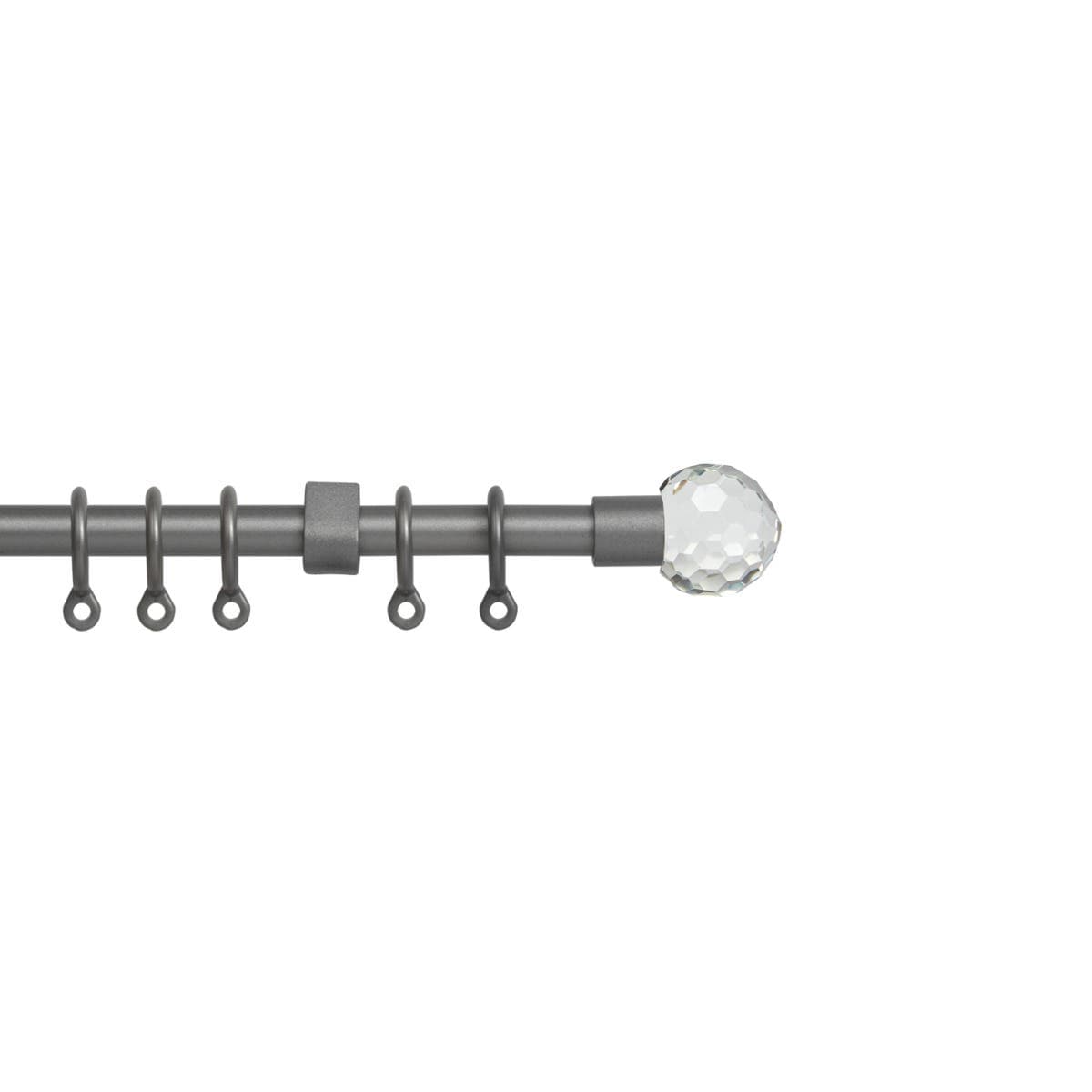Acrylic Ball Extendable Curtain Pole - 13 x 16mm Ring Eyelet - 1500 x 2800mm - Extendable - Silver