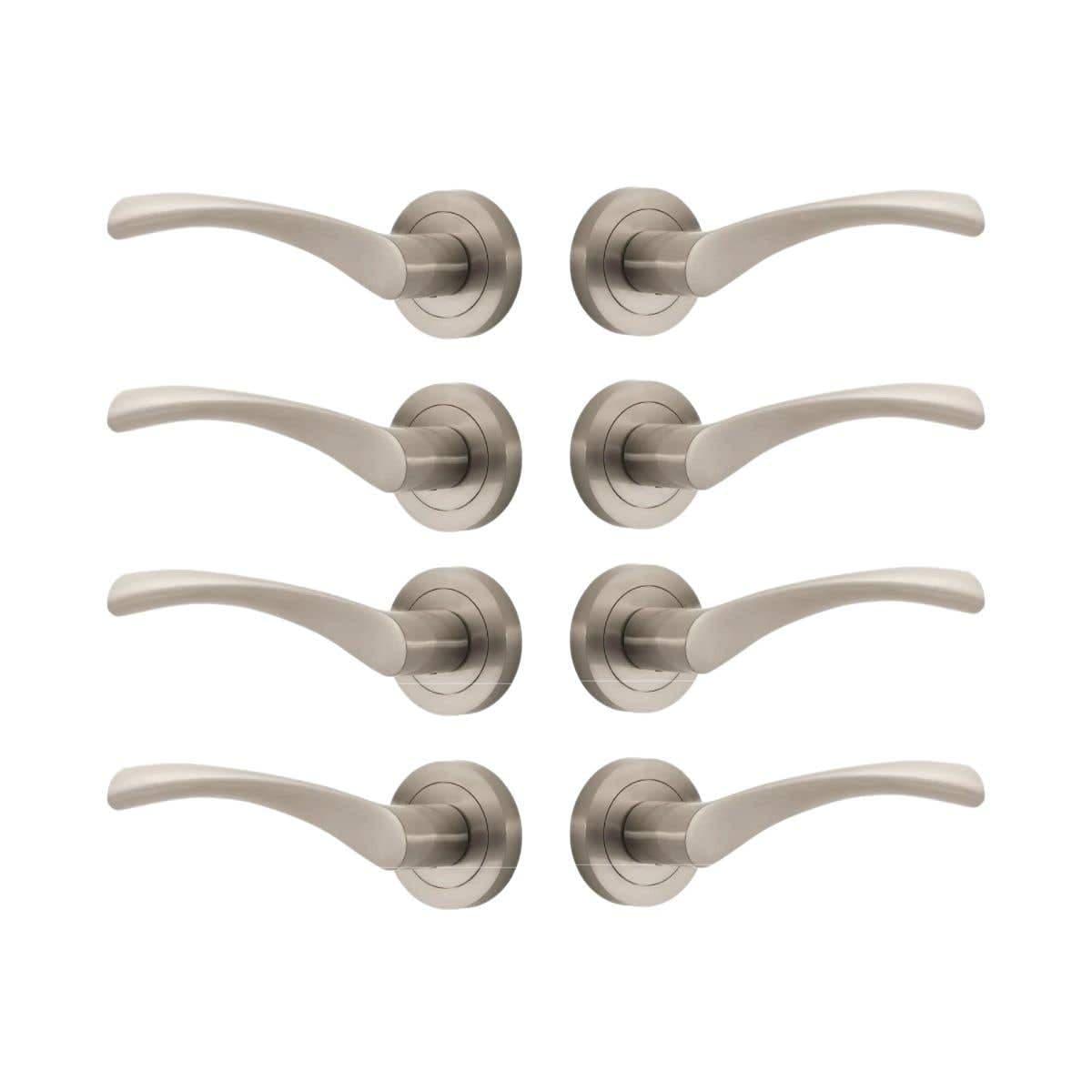 Marvel Lever on Rose Door Handle - Brushed Nickel - Pack of 4 pairs - Internal - Designer Levers