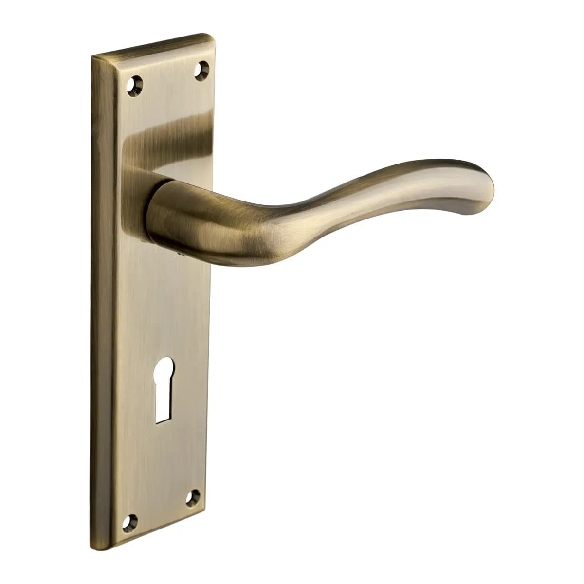 Minerva Curved Lever Lock Door Handle - Antique Brass - Internal - Pair - Designer Levers