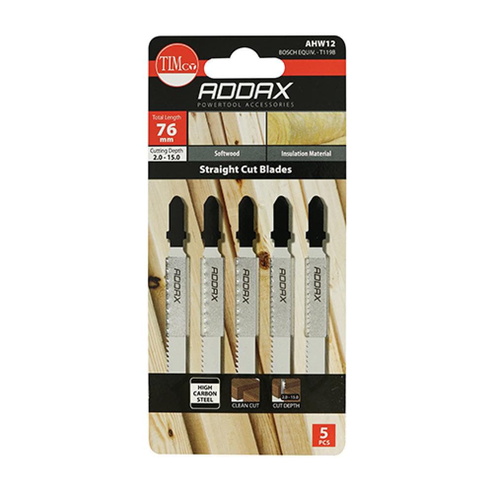 Timco AHW12 Jigsaw Blades - Wood Cutting - Hcs Blades T119B Pack 5