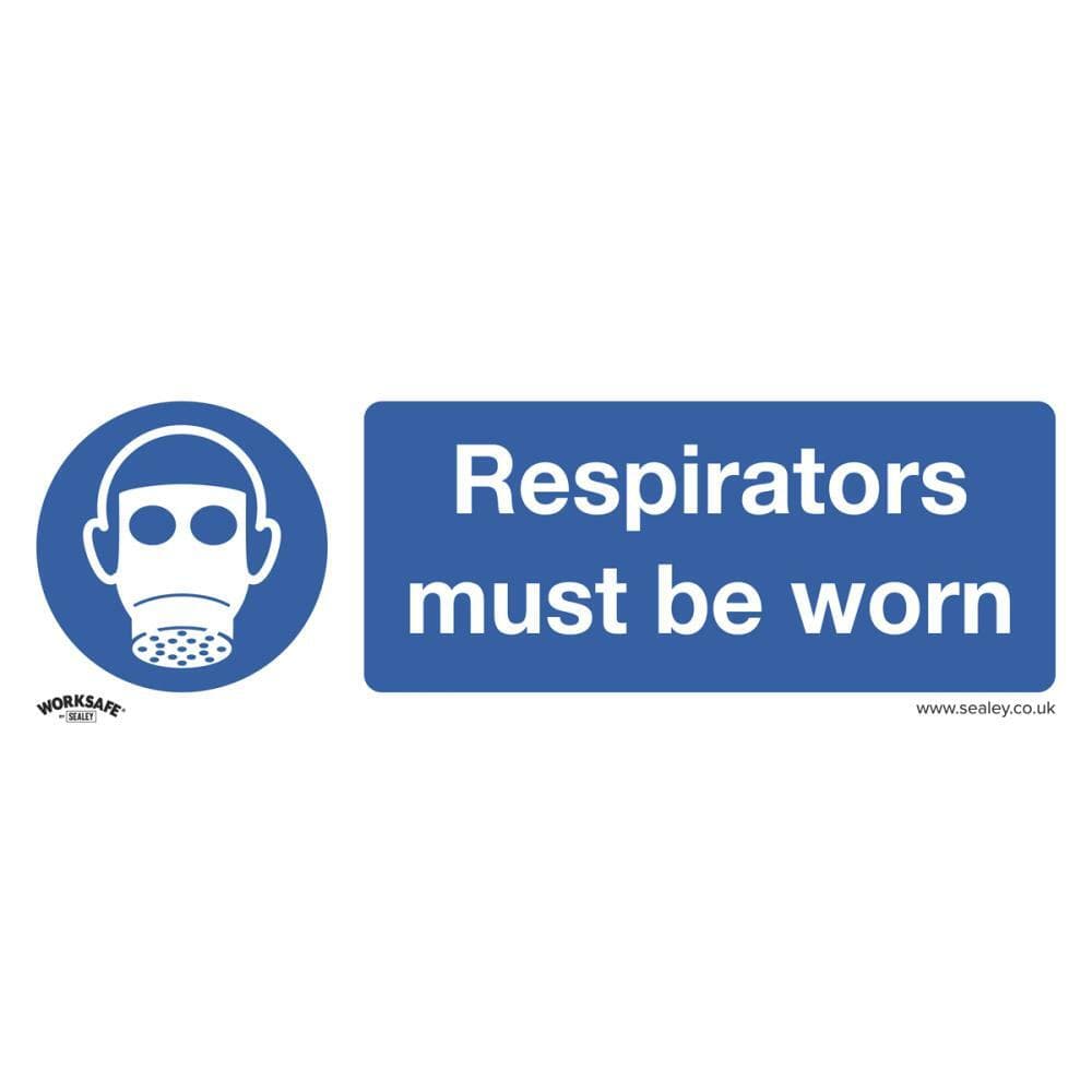 Sealey SS56V10 Mandatory Safety Sign - Respirators Must Be Worn - Self-Adhesive Vinyl - Pack Of 10