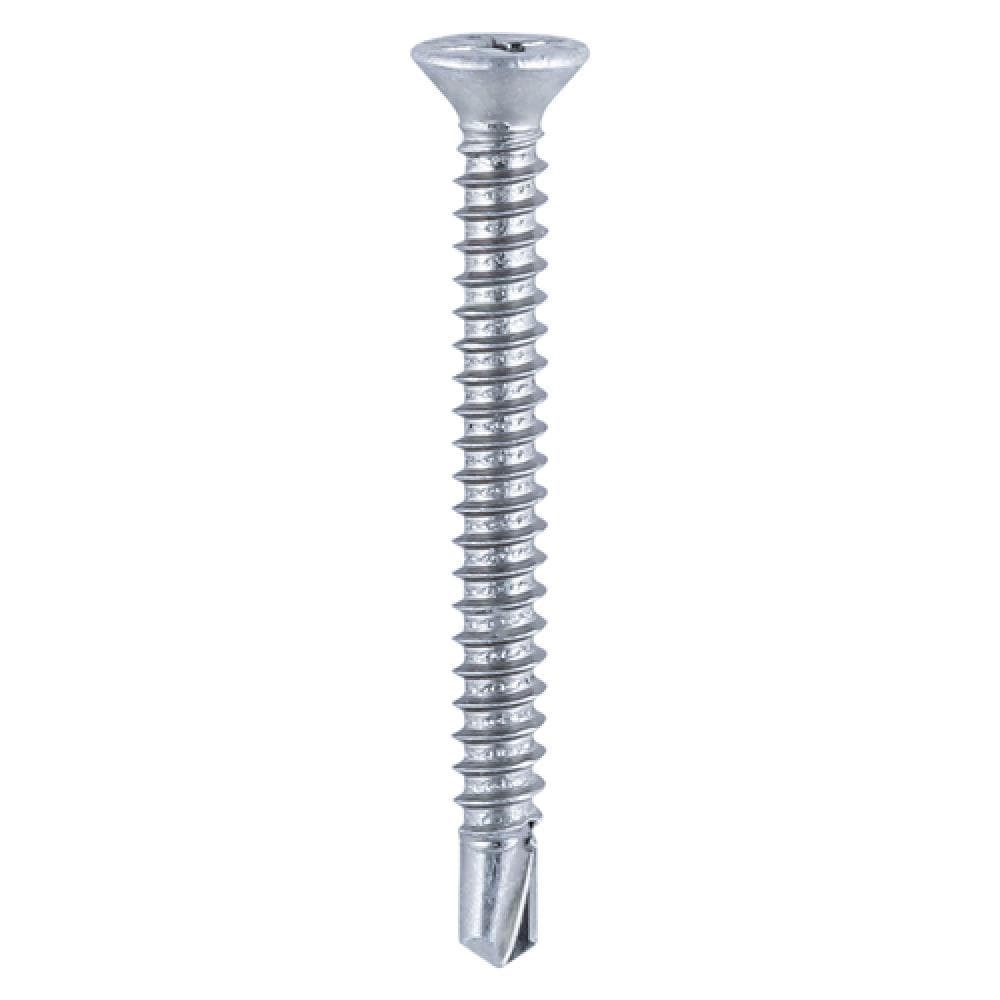 Timco 121Z Window Fabrication Screws - Countersunk With Ribs - Ph - Self-Tapping - Self-Drilling Point - Zinc 3.9 X 16