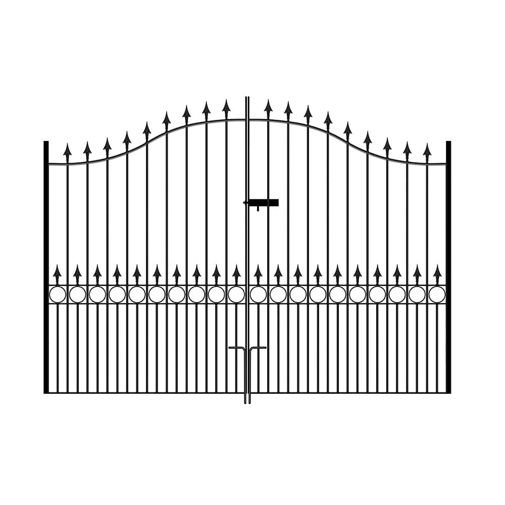 Balmoral Tall Bow Top Double Metal Driveway Gates 3048mm GAP x 2082mm High Zinc & Powder BAZP93