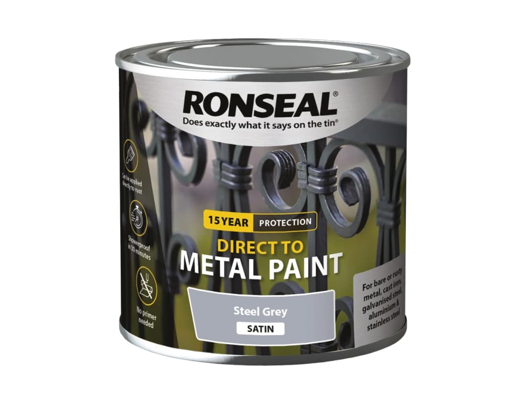 Ronseal Direct to Metal Paint Steel Grey Satin 250ml 39188