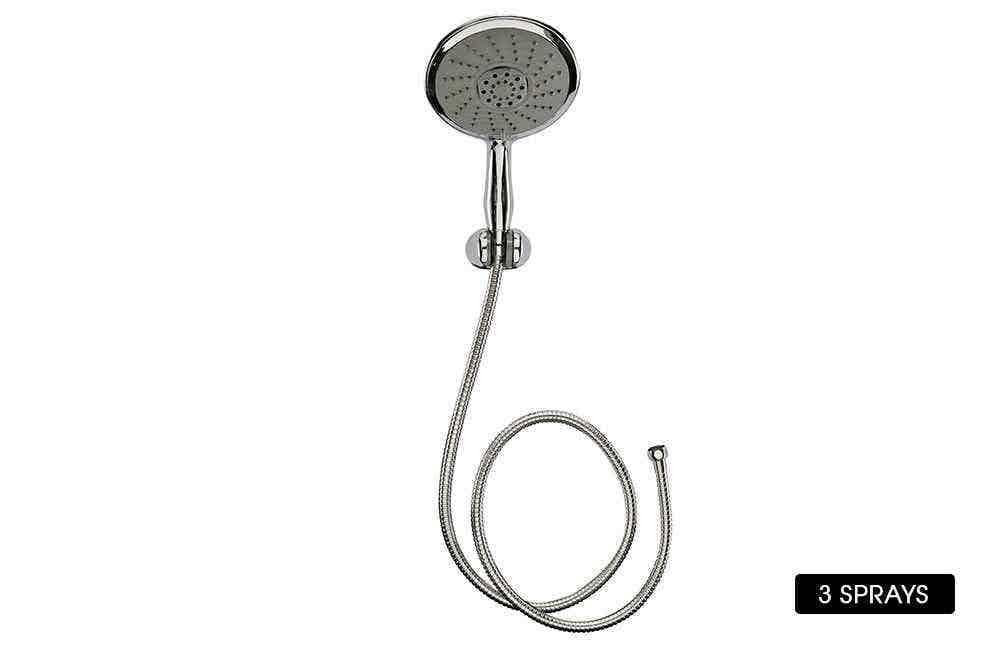 Aquajumbo Large Shower Head - Adjustable Bracket - 3 Spray Function - Silver