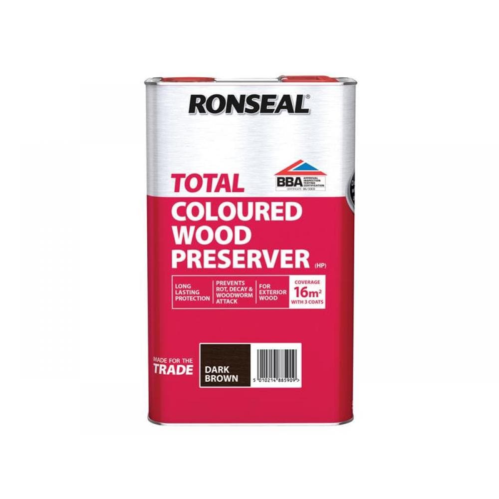 Ronseal 38590 Trade Total Wood Preserver Dark Brown 5 Litre