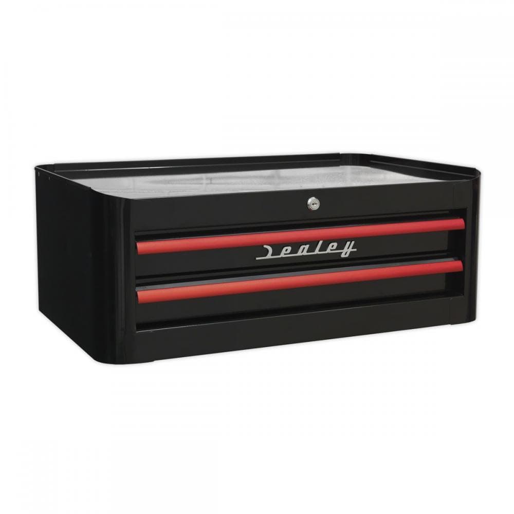 Sealey AP28102BR Mid-Box 2 Drawer Retro Style - Black With Red Anodised Drawer Pulls