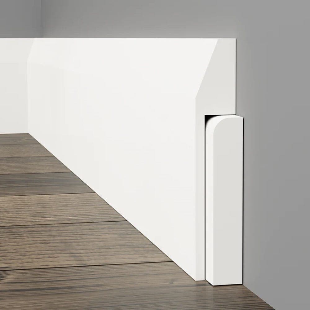 Chamfer Square MDF Skirting Board Cover White Primed 4100mm x 175mm x 25mm
