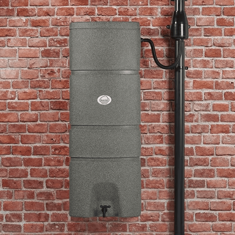 Medium 160L Rainfall Wall Mounted Water Butt in Green Granite