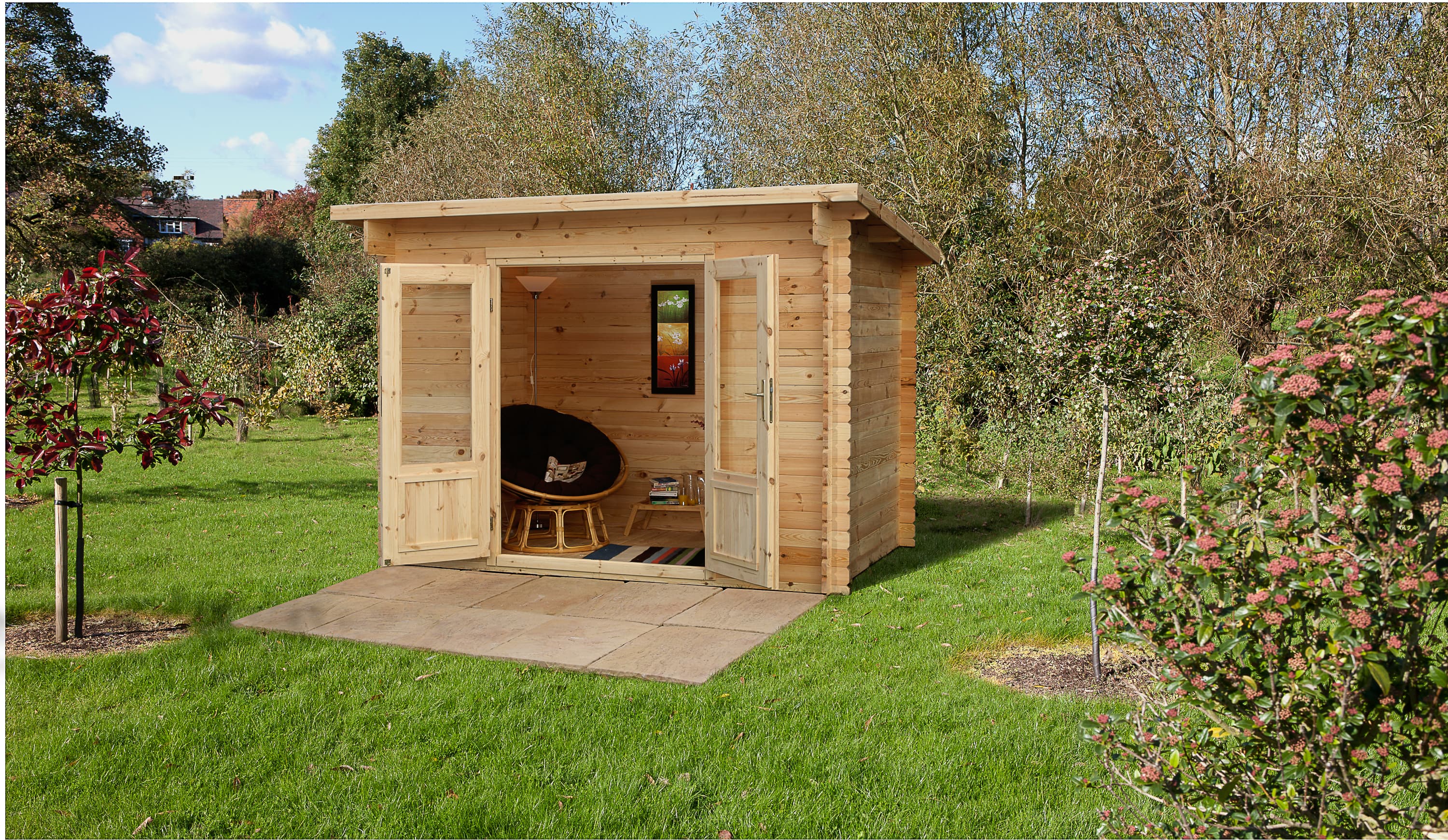 Forest Garden 3 x 2m Harwood Log Cabin No Underlay