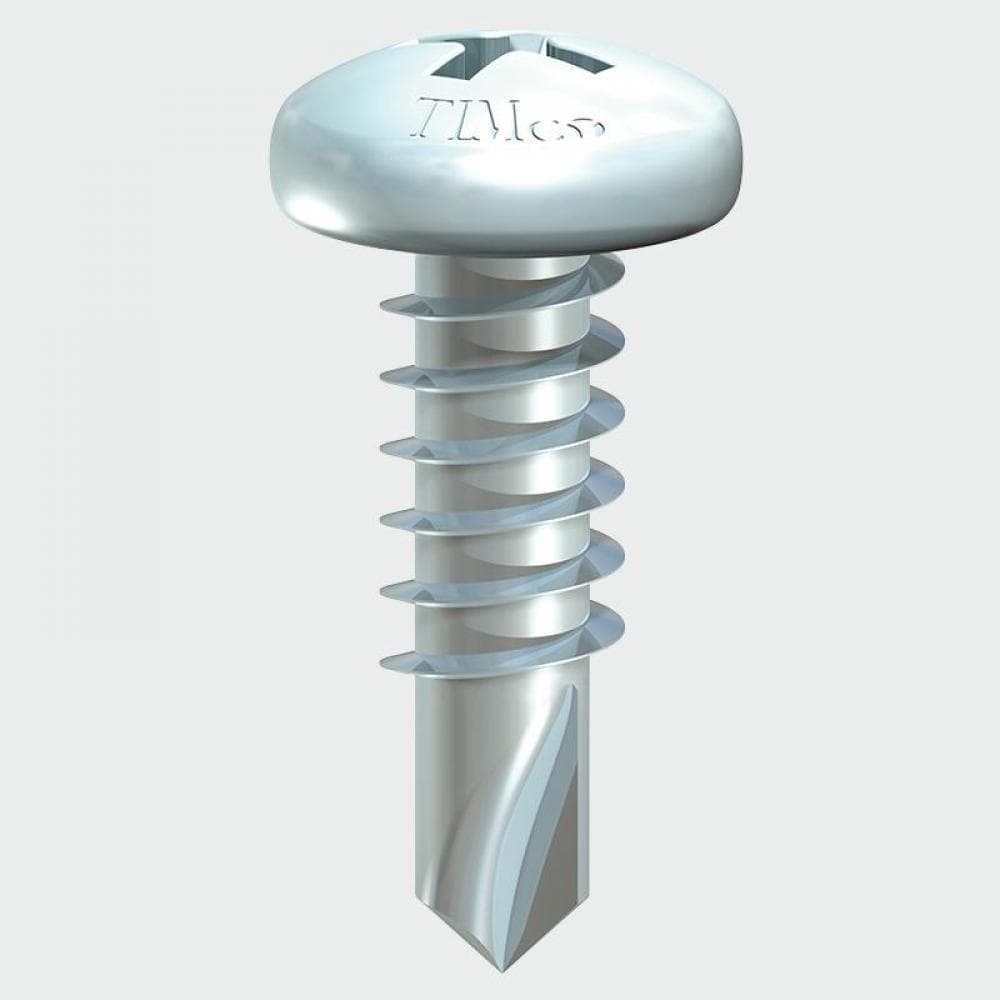 Timco 07716PPSD Metal Construction Sheet & Stud Screws - Ph - Pan - Self-Drilling - Zinc 7 X 7/16