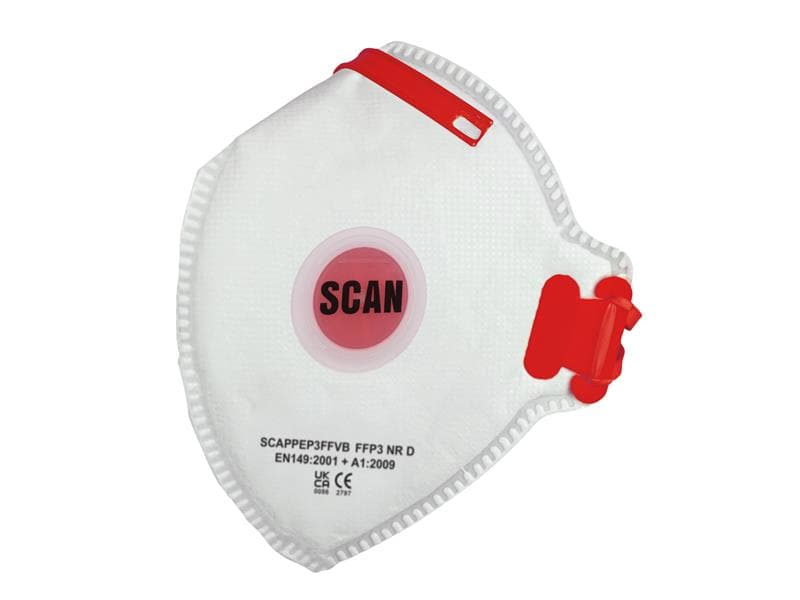 Scan DTC3X-F FFP3 10 Fold Flat Disposable Valved Disposable Mask Ffp3 Protection (Pack 10)