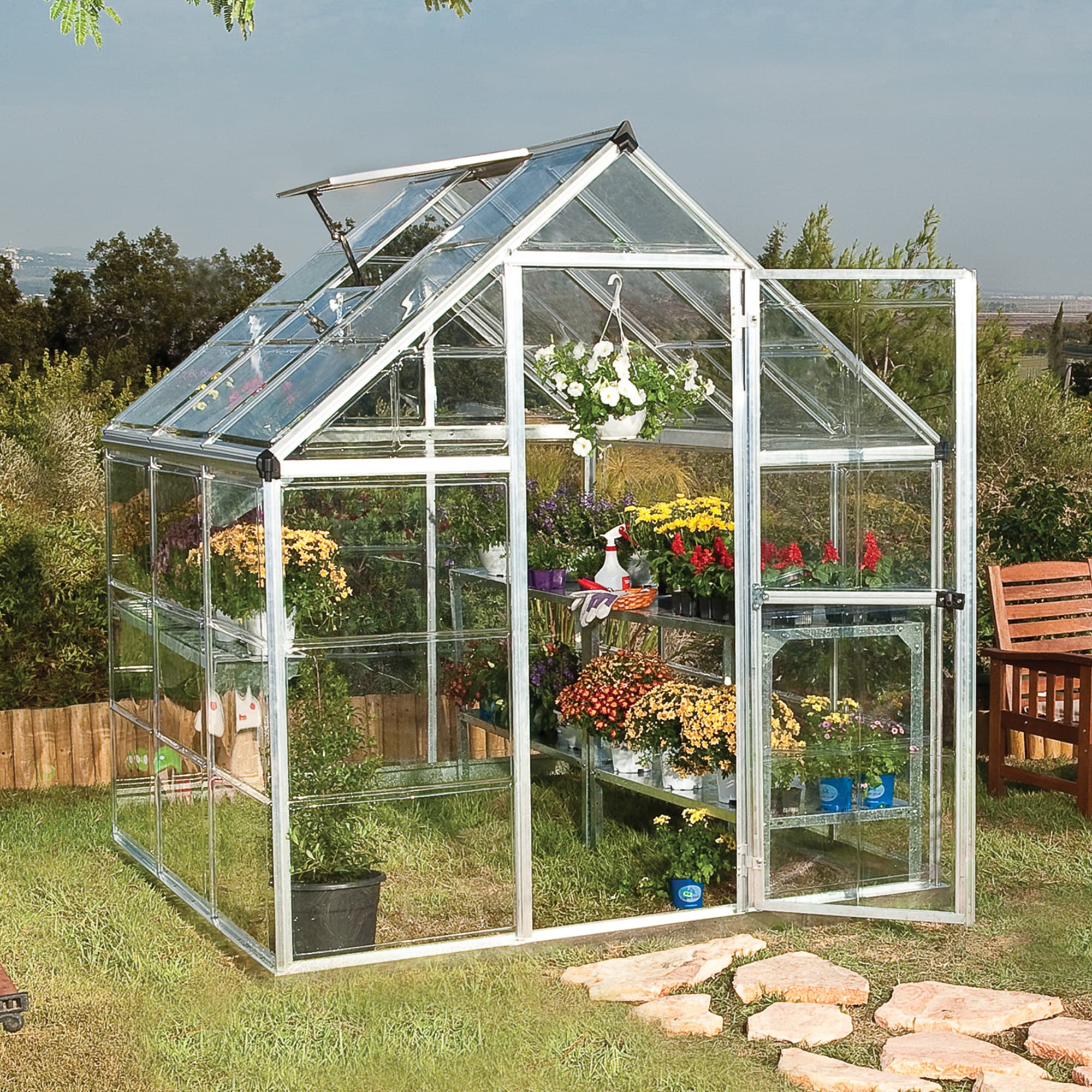 6â x 6â Palram Canopia Harmony Silver Polycarbonate Greenhouse (1.85m x 1.86m)