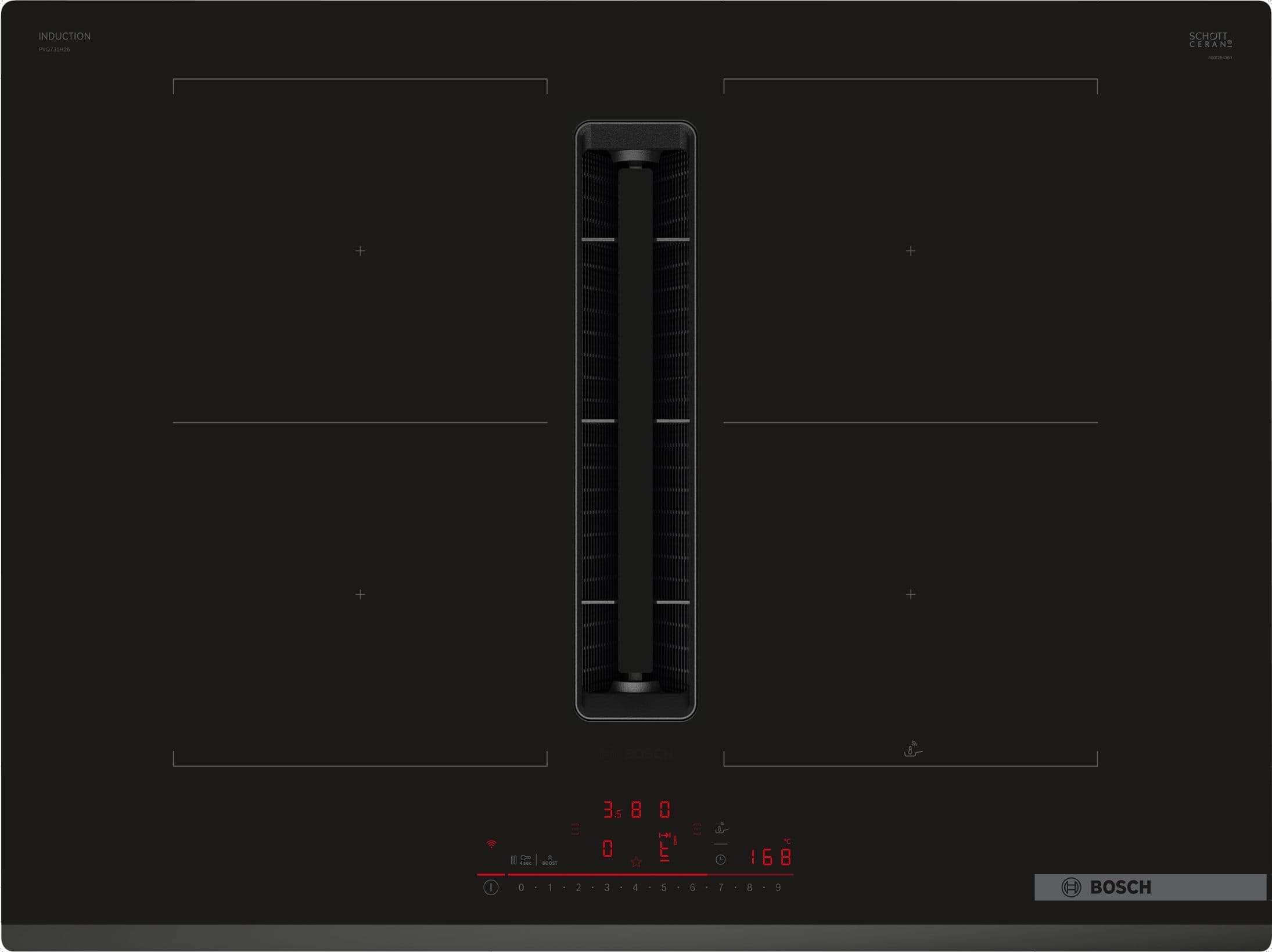 Bosch Serie 6 Touch Countrol Induction Venting Hob Black Glass 70cm - PVQ731H26E