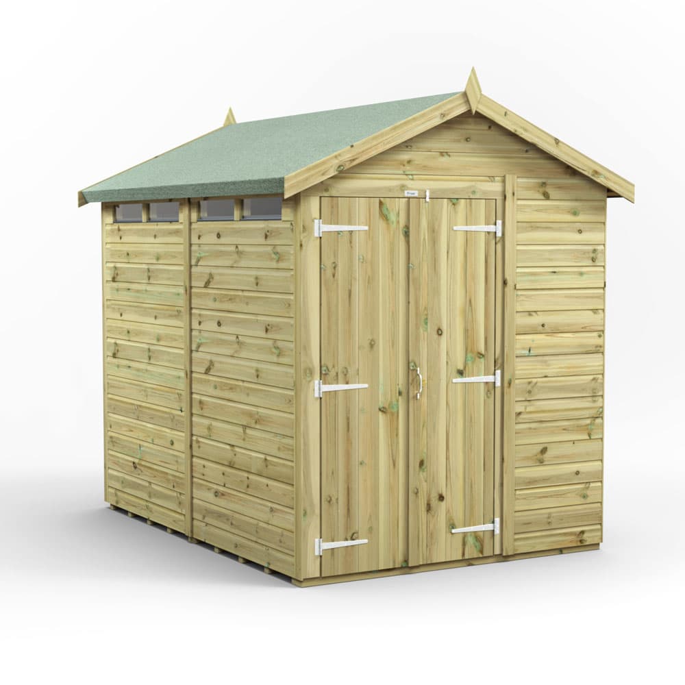 Powersheds 8x6 Premium Powersheds Security Apex Double Doors