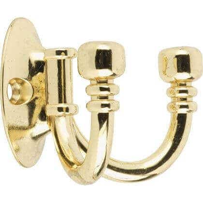 Ball End Double Clothing/ Robe Hook - Brass Plated - Decohooks