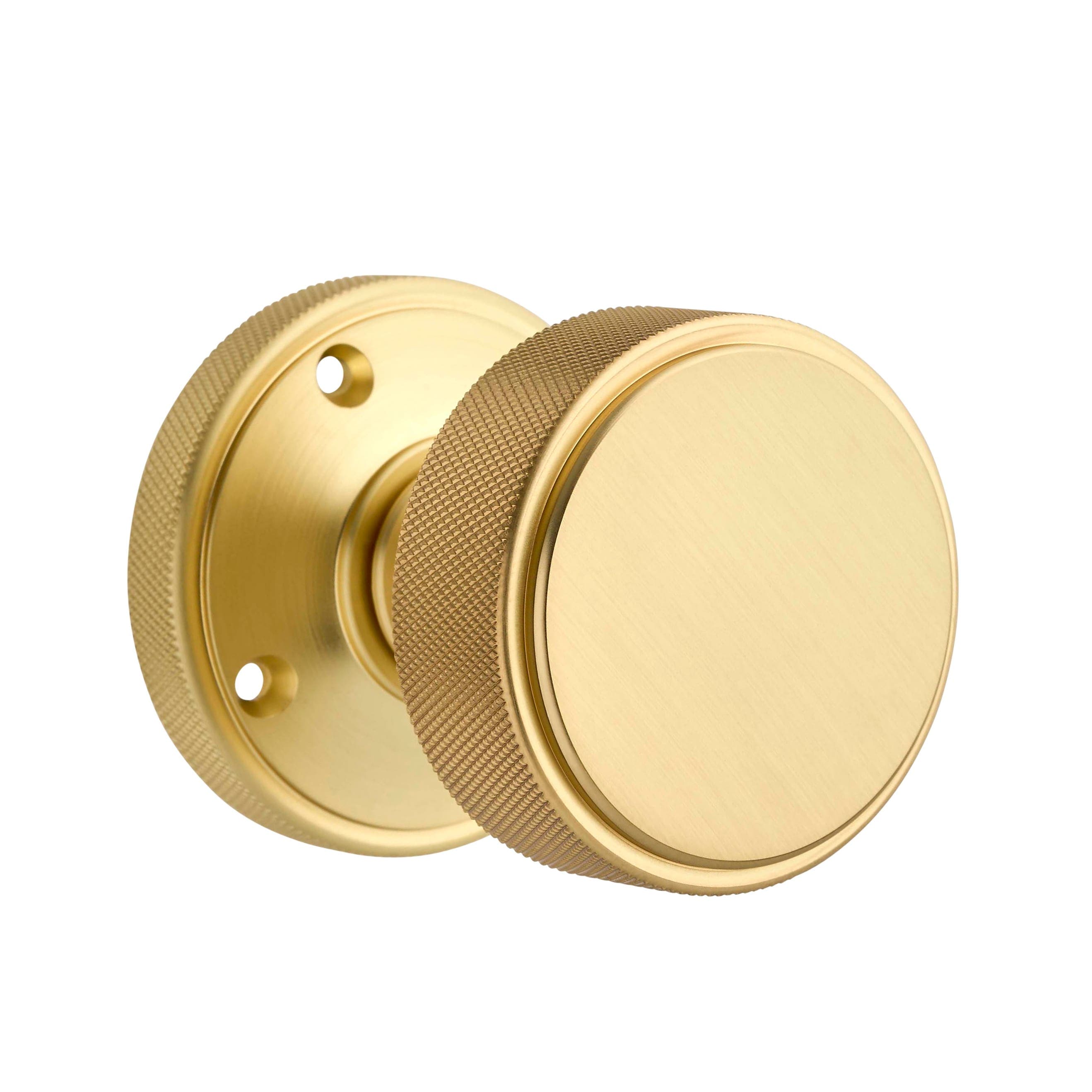 Kensington Knurled Mortice Door Knob - Brushed Brass - 60mm - Designer Levers