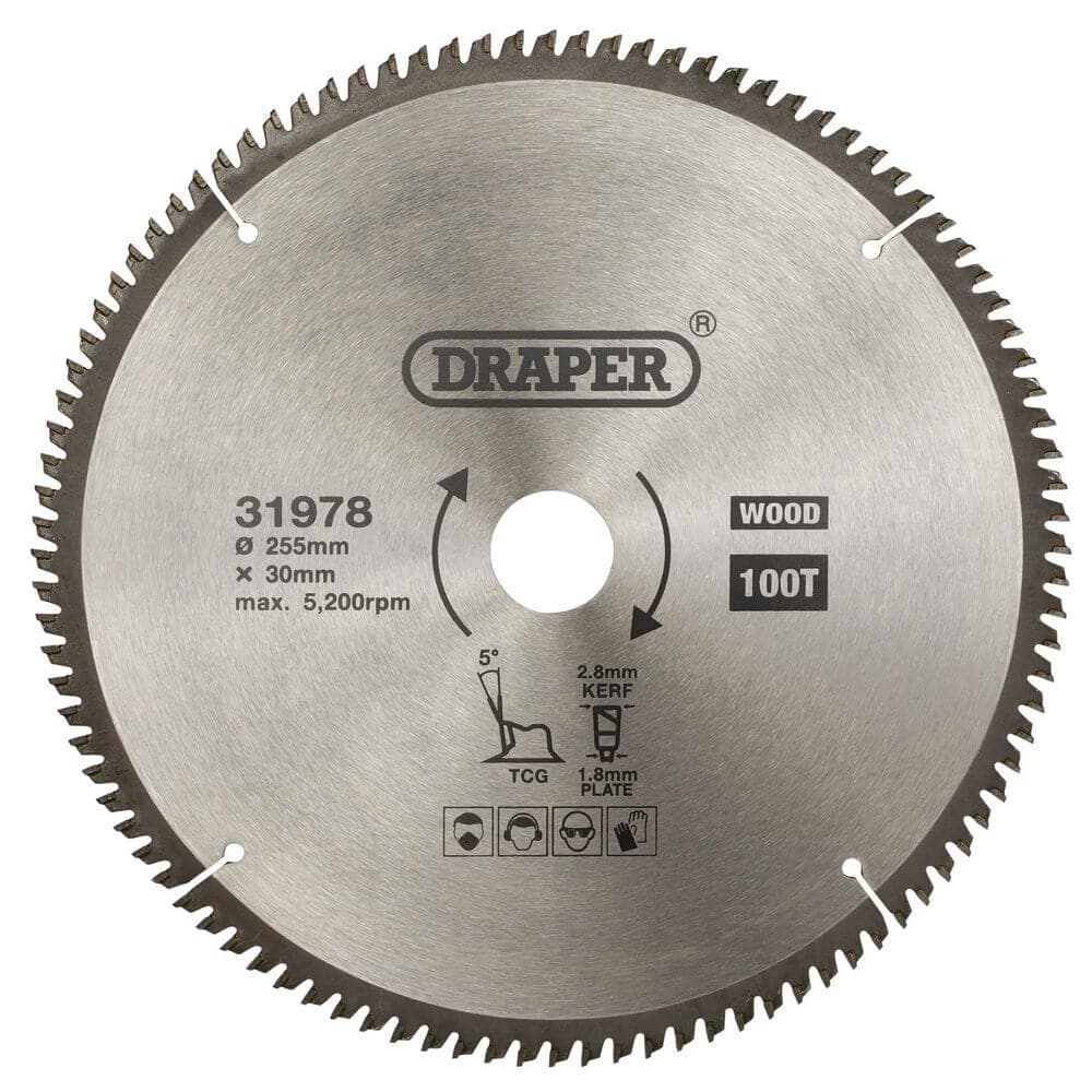 Draper 31978 Tct Triple Chip Grind Circular Saw Blade 255 X 30Mm 100T each 1