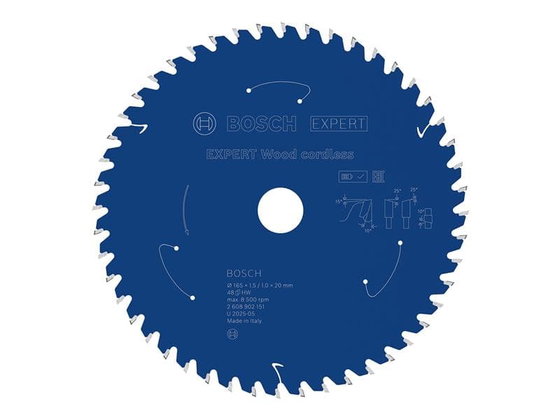 Bosch Powertool Accessories 2.608.902.151 Expert Wood Cordless Circular Saw Blade 165 X 20Mm X 48T