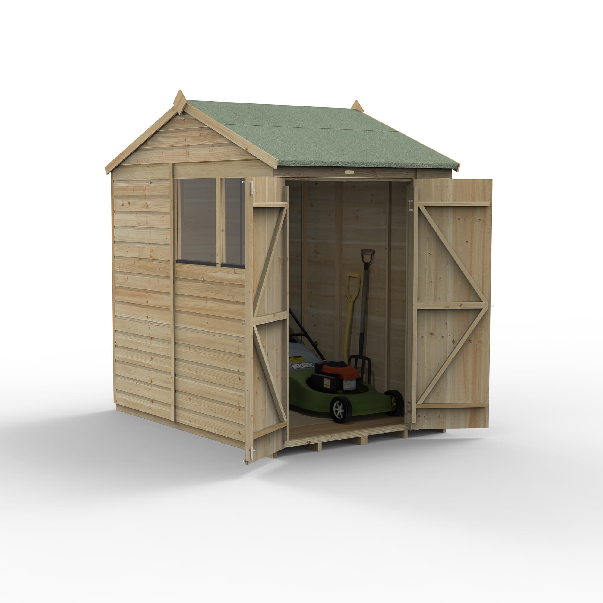 Forest Garden Beckwood 5x7 Reverse Apex Shed 2 Windows DoubleDoor Installed