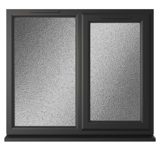 Crystal Double Glazed uPVC Window Black/White Right Hung 1115mm x 1190mm Obscure