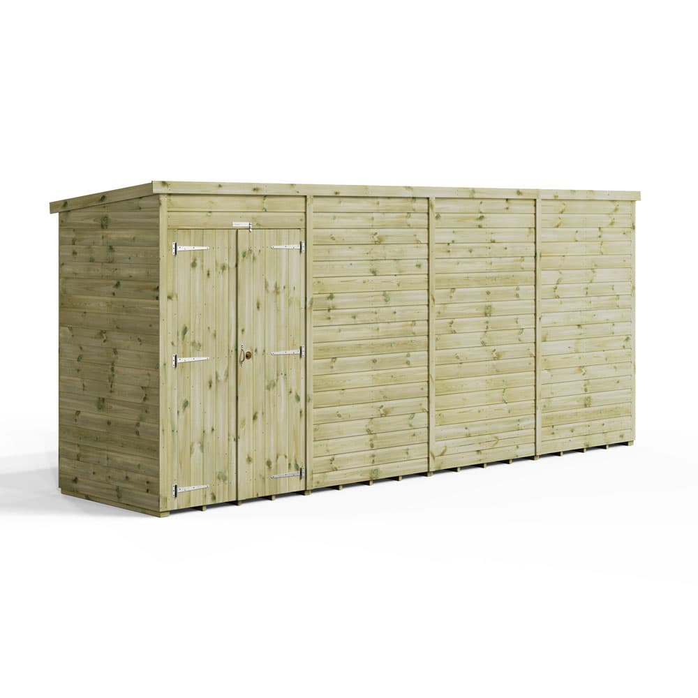 Powersheds 16x4 Premium Powersheds Pent No Windows Double Doors
