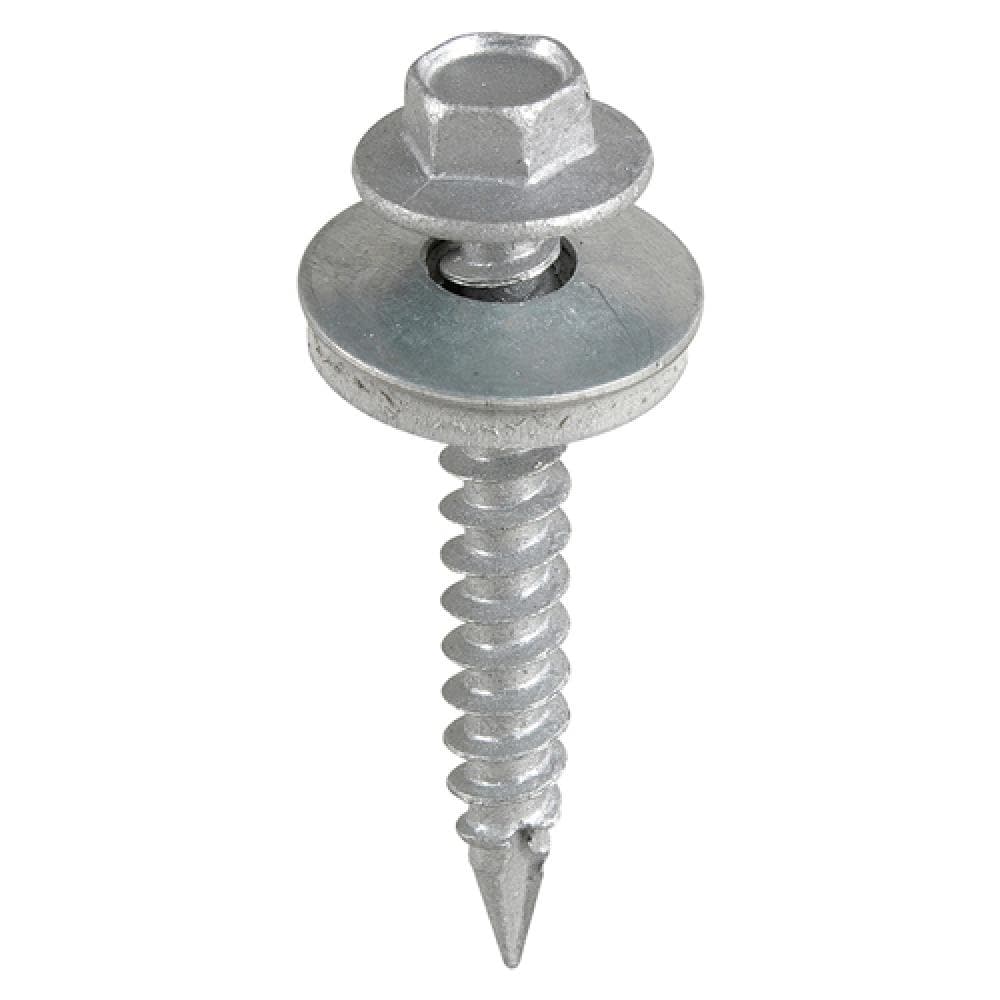 Timco DS25W16B Metal Construction Thin Sheet Metal To Timber Screws - Hex - Epdm Washer - Slash Point - Exterior - Silver Organic 6.3 X 25 Box 100