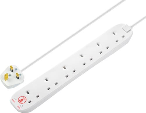 6 Skt 2M 13A Srg Ext Lead White SRG6210N-MP