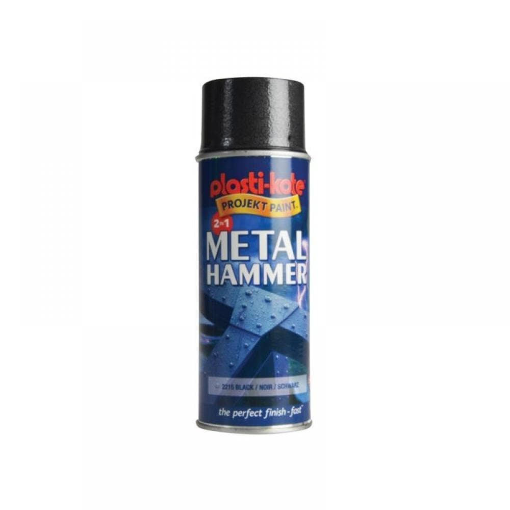 Plastikote 002215 Metal Paint Hammer Spray Black 400Ml
