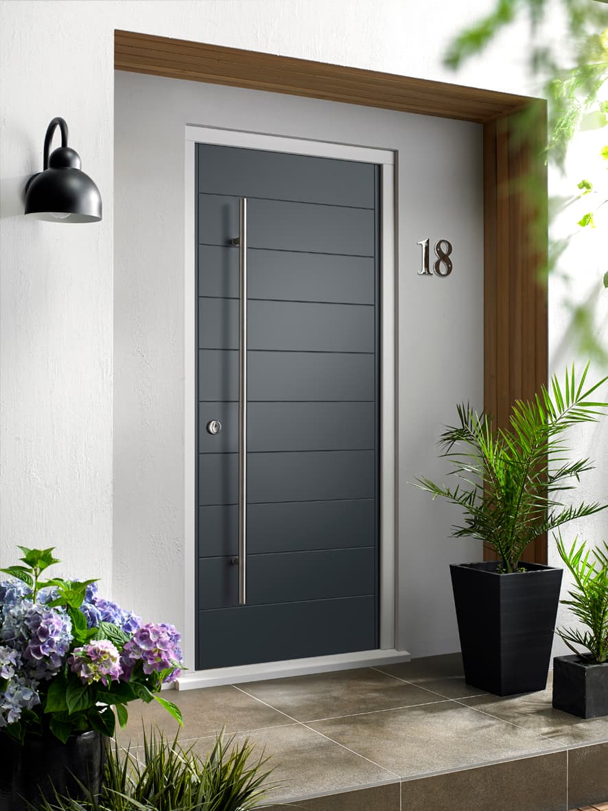 JCI Oslo External Grey Hardwood Veneer Door 1981 x 838 x 44mm and Frame