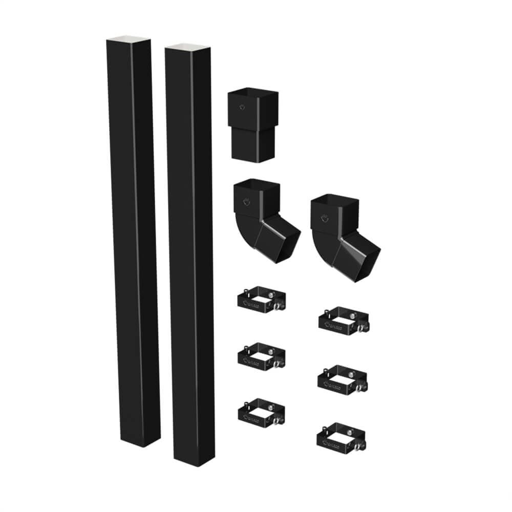 Galeco Square PVC Offset Downpipe Kit Black - 80mm Diameter