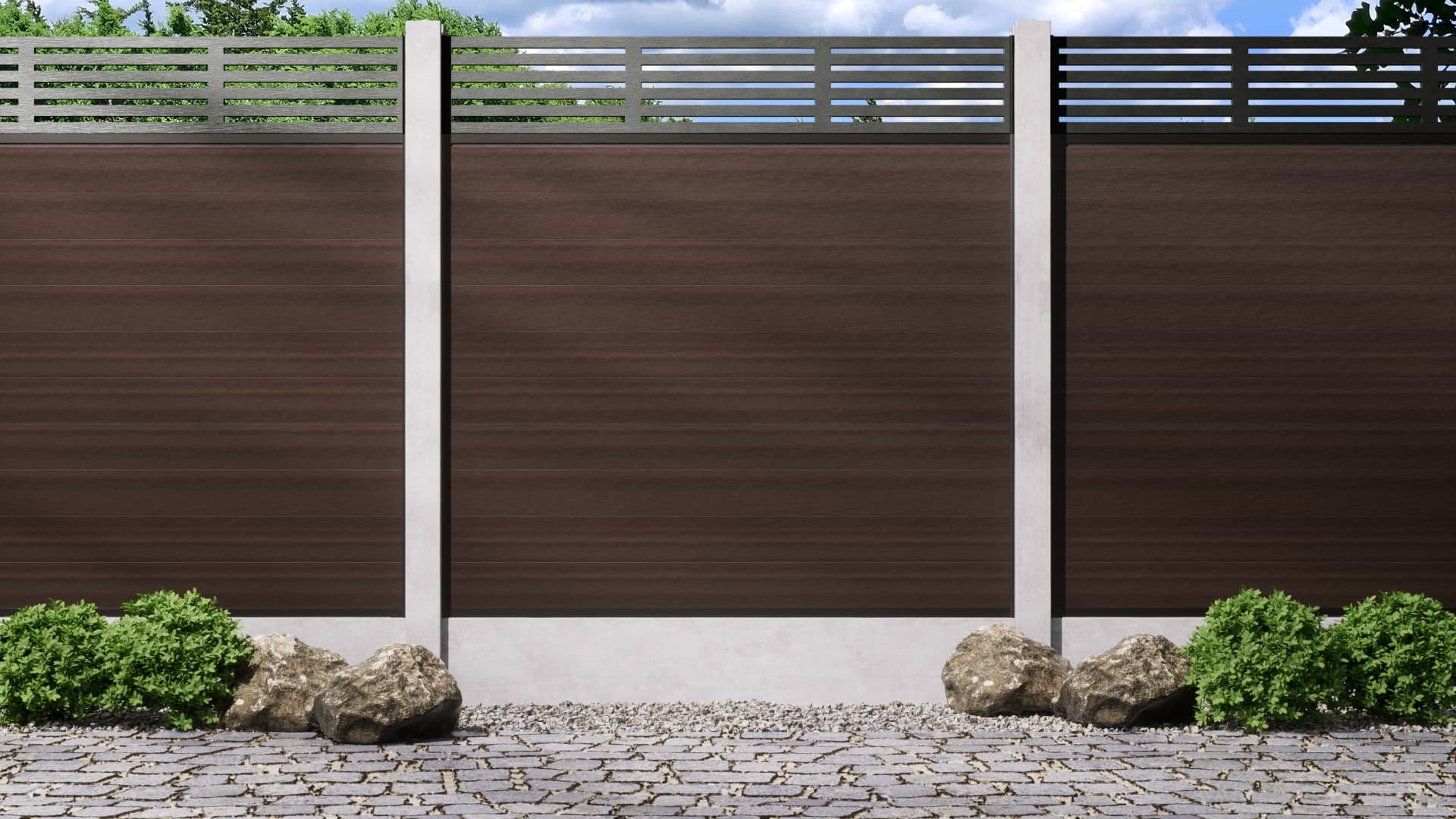 1.8m – Walnut – New York Decorative Panel With Fence