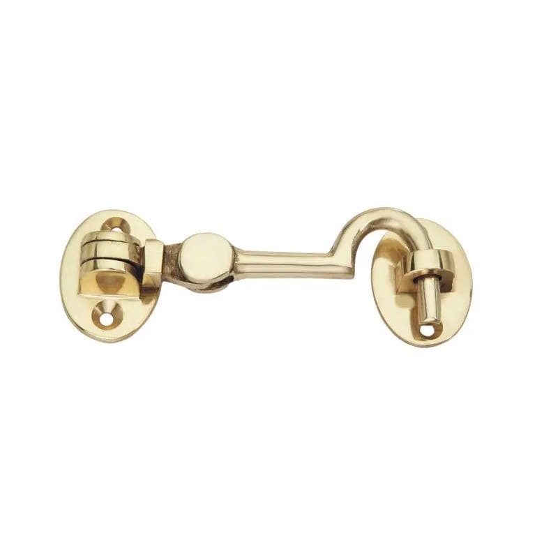 Victorian Silent Pattern Cabin Hook - 75mm - Polished Brass - Hardware Solutions