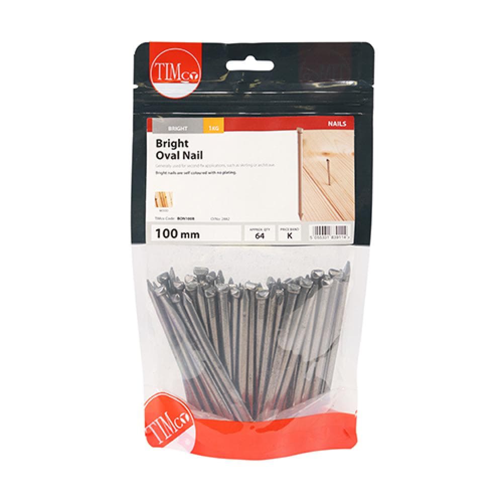 Timco BON100B Oval Nails - Bright 100Mm