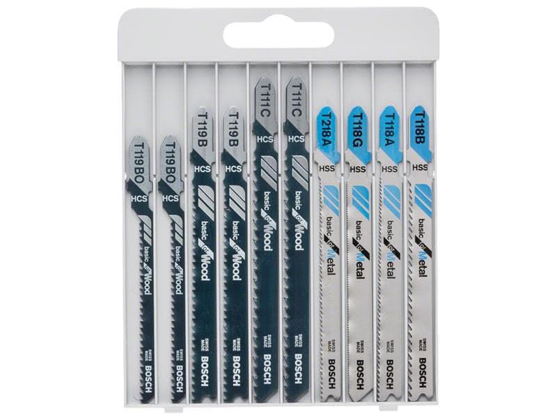 Bosch Powertool Accessories 2607010630 Basic For Wood And Metal Jigsaw Blade Set 10 Piece