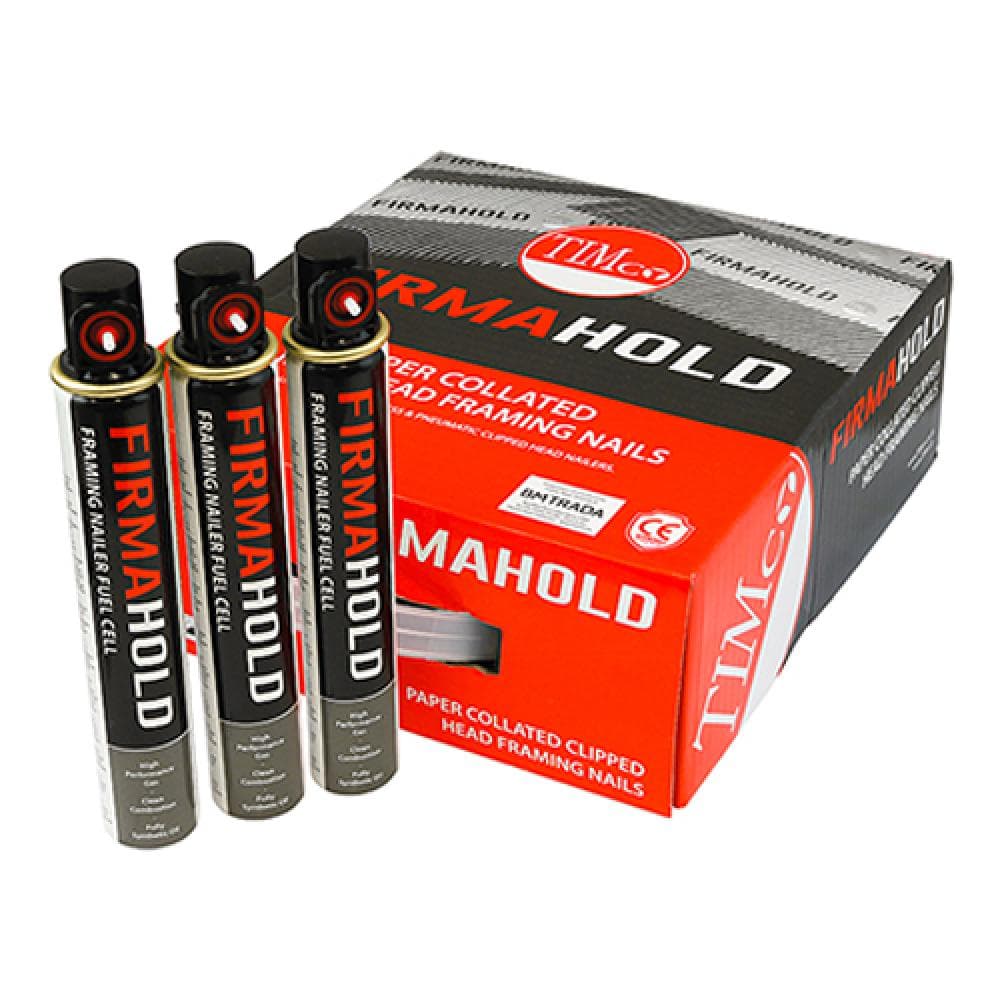 Timco CBRT50G Firmahold Collated Clipped Head Nails & Fuel Cells - Trade Pack - Ring Shank - Bright 2.8 X 50/3Cfc