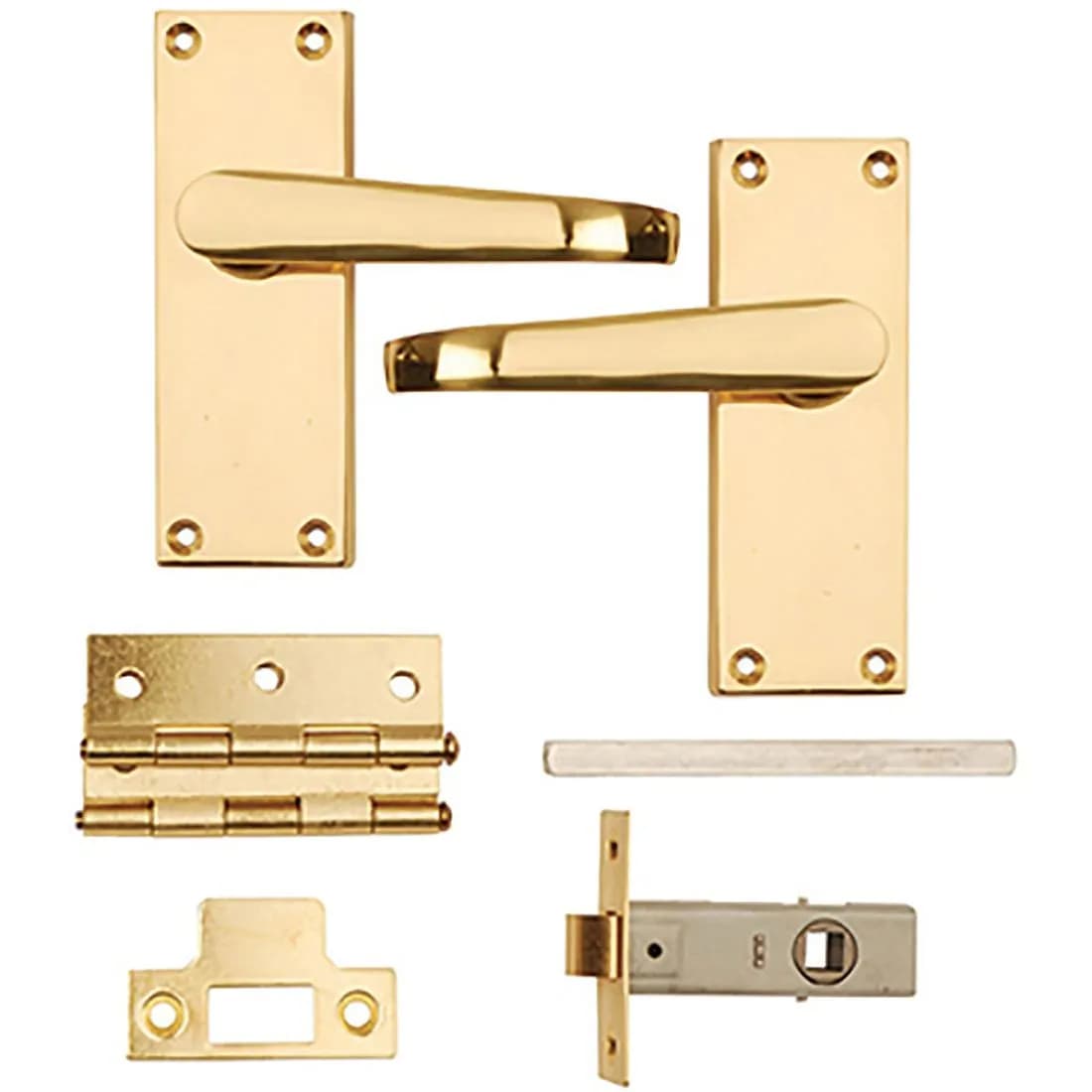 Victorian Latch Int Door Pack Polished Brass Contract